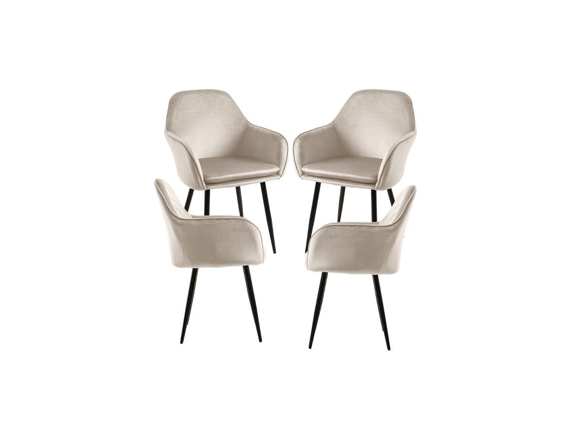 Pack 4 Cadeiras Chic Black - Beige