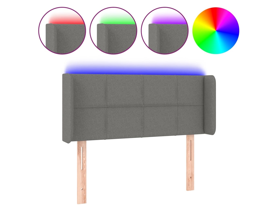 Cabeceira de Cama com Luzes Led Tecido Cinza Escuro MAISON EXCLUSIVE (103x16x78 cm)