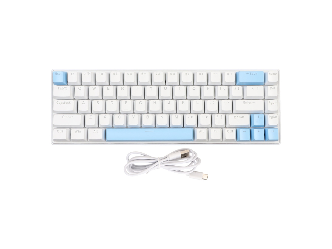 Aetheria teclado Gamer Mecânico Azul Usb 68 Teclas Rgb 10 Modos Rolagem N Key Branco Azul