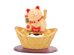 Ornamento Gato Da Sorte Energia Solar Amarelo