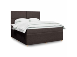 Vidaxl Cama Com Molas/colchão 180x200 Cm Tecido Castanho-escuro