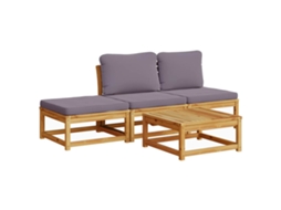 Maison Exclusive - 4 Pcs Conjunto Lounge De Jardim Com Almofadões Acácia Maciça