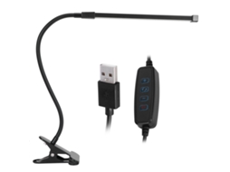 Luz de Clip Led Usb com 3 Temperaturas de Cor, Ajuste Contínuo de Brilho, Braço Flexível, para Leitura e Escritório | S/MARCA