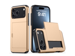 Capa Para Celular Com Compartimento Para Cartão Sim, Fosca E Resistente A Quedas.dourado - Iphone 16 Pro Max