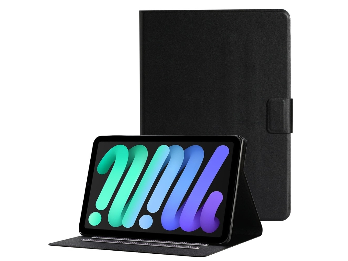 Capa para iPad Mini 6 2021/a17 Pro 2024 com compartimentos para cartões, Preta