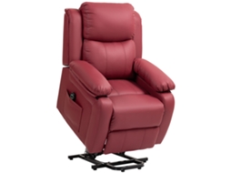 Cadeira reclinável com apoio para os pés, controle remoto, couro PU, 76x90x105 cm, vermelho S/MARCA