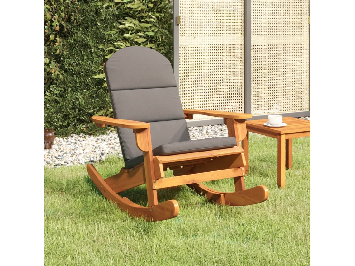Cadeira De Balanço Adirondack Com Almofadões Acácia Maciça Dkd Home Decor