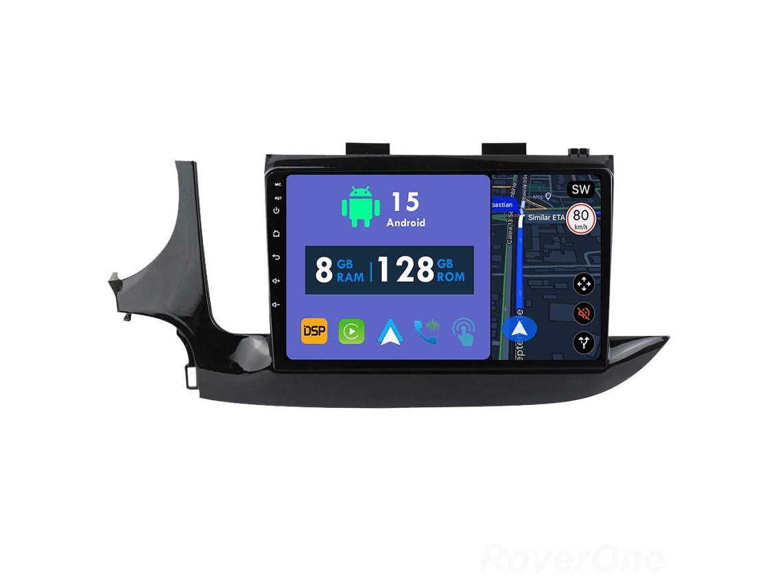 Auto Rádio Carro Bluetooth Autoradio 8GB RAM 128G ROM CarPlay Navegação GPS Ecrã Táctil RoverOne para Opel Mokka X Vauxhall Encore 2016-2019  