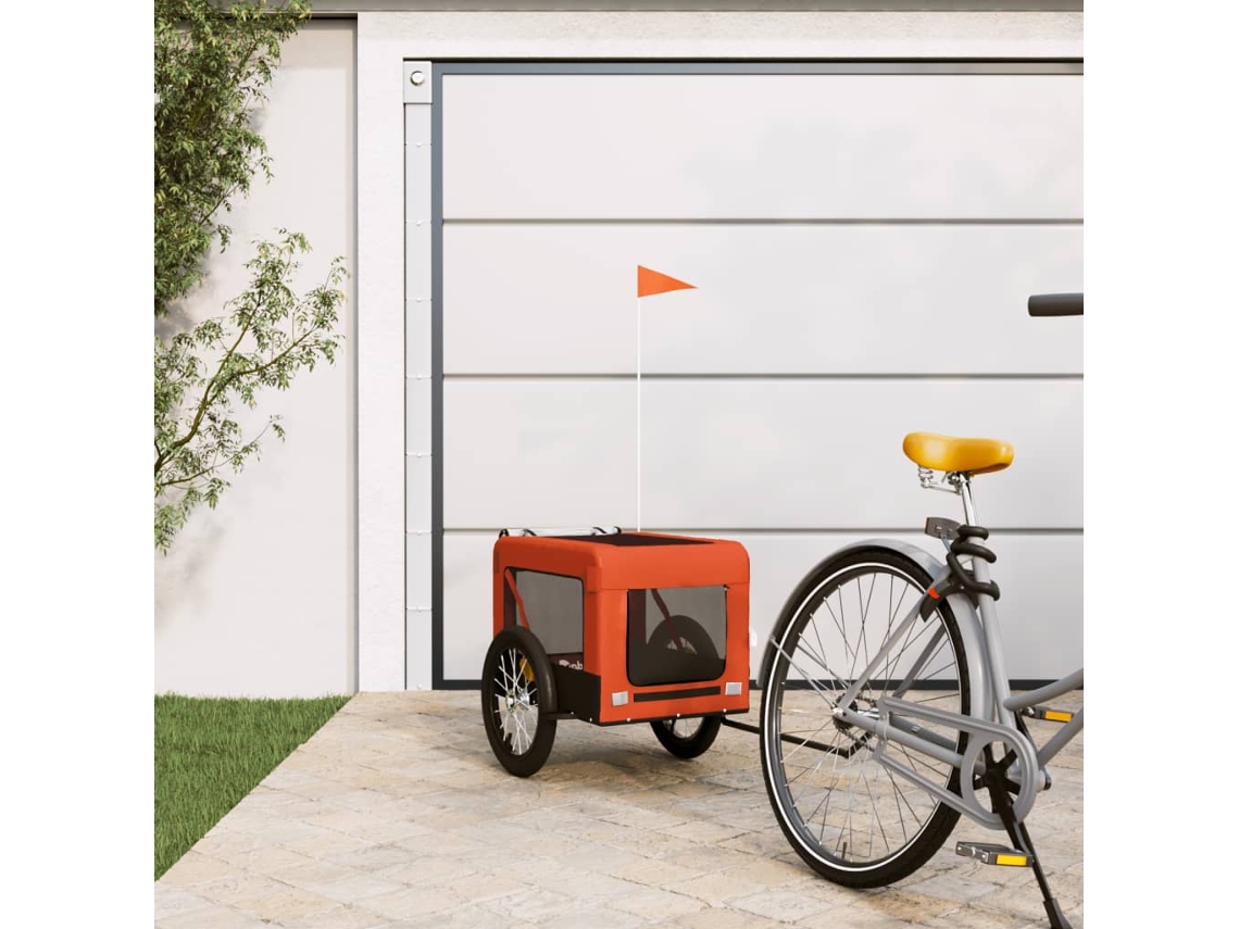 Vidaxl Reboque Bicicleta P/ Animais Tecido Oxford/ferro Laranja/preto