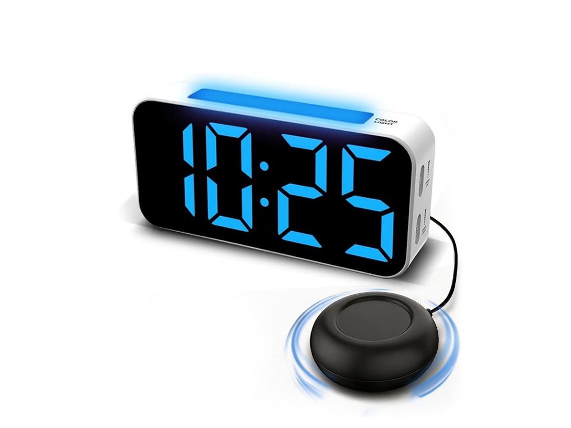 Relógio Despertador Digital Vibratório Com Almofada 16.5cm - Branco - Eifson