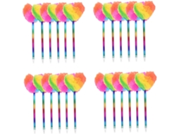Homsfou 24 Canetas Com Pompons Em Formato De Coração, Adorável