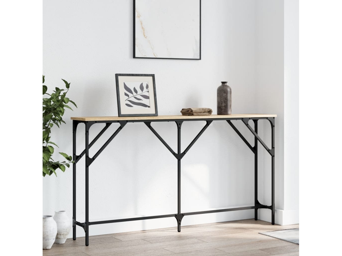 Vidaxl Mesa Consola 140x23x75 Cm Derivados De Madeira Carvalho Sonoma