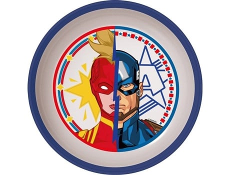 Bol De Plástico Azul E Branco Marvel Para Crianças Avengers Capitão América Capitã Marvel Com Base Antiderrapante Tataway