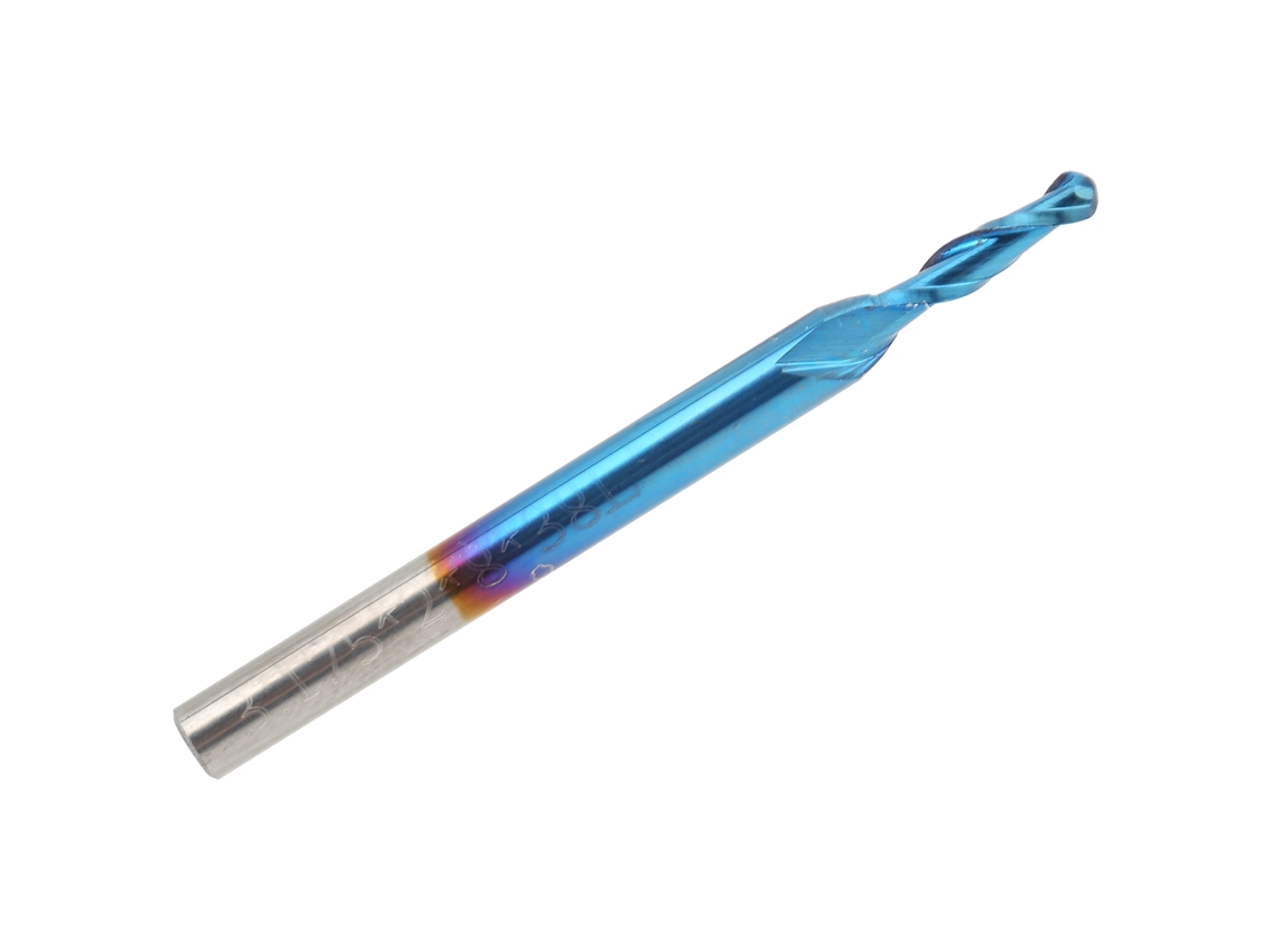 Broca De Fresamento De Ponta Esférica Revestida Azul 3.175x1.5x12mm Para Madeira E Plásticos