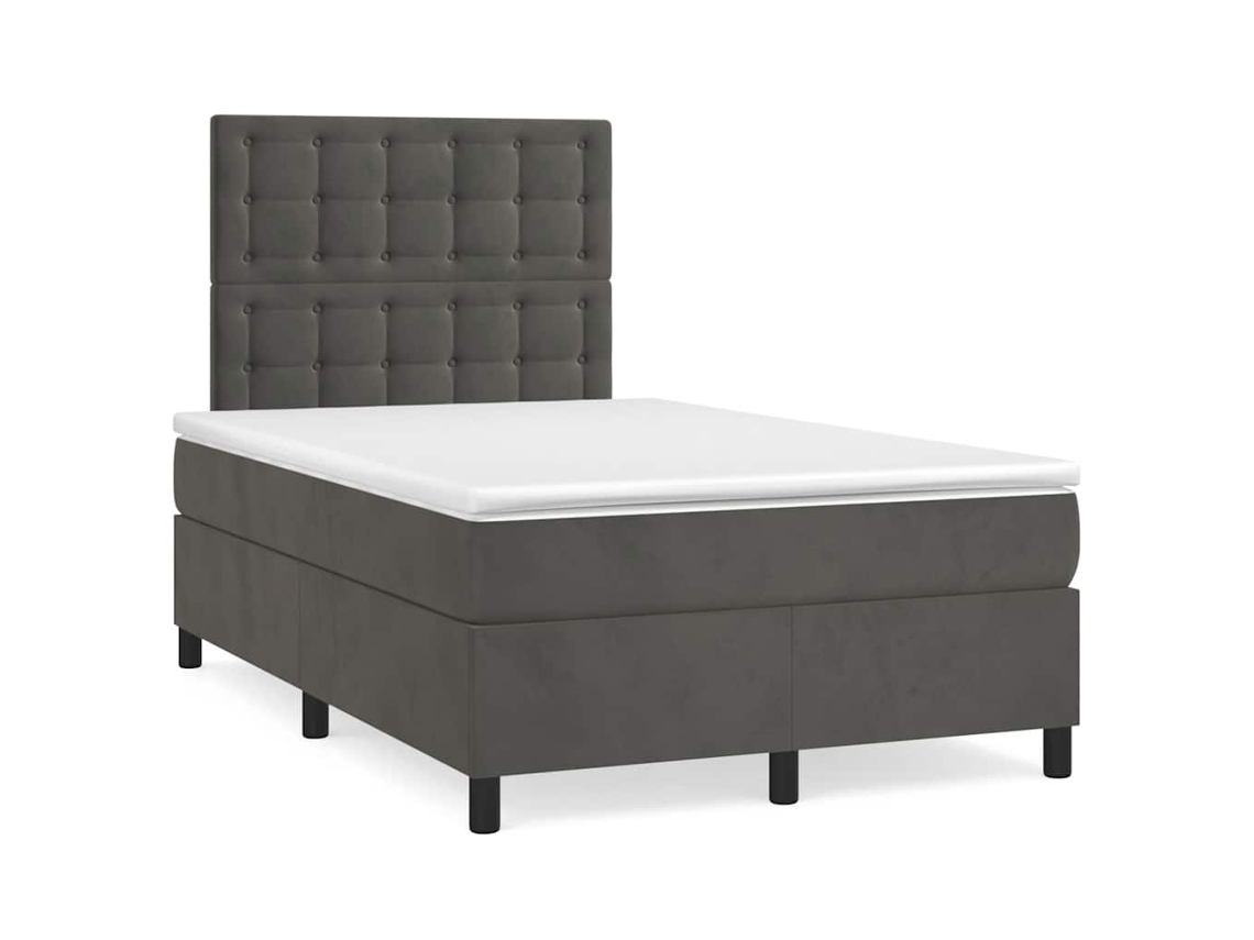 Vidaxl Cama Boxspring Com Colchão 120x190 Cm Veludo Cinzento-escuro