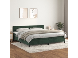 Cama Com Molas/colchão 200x200 Cm Veludo Verde-escuro