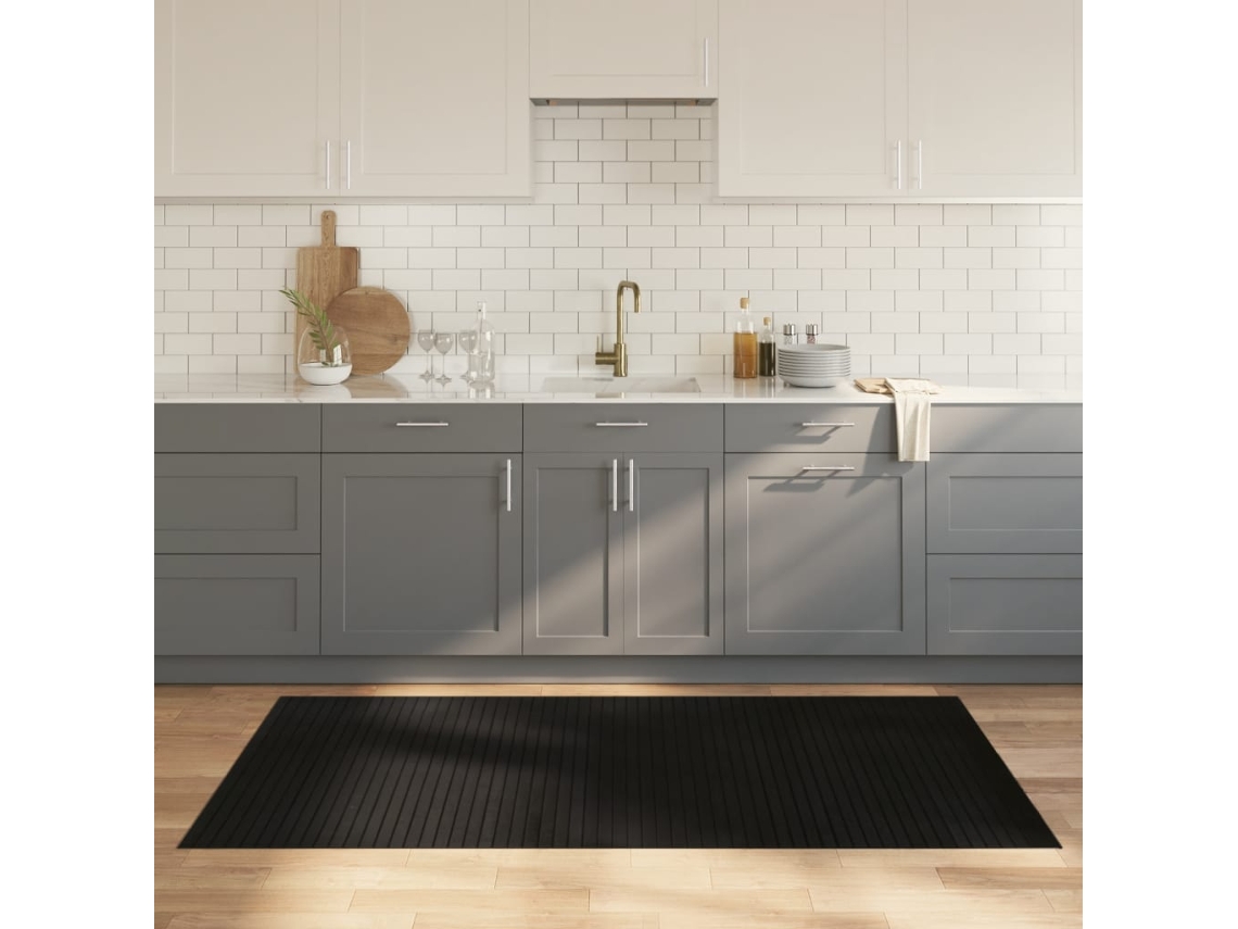 Vidaxl Tapete Retangular 100x200 Cm Bambu Preto