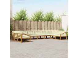 Vidaxl Conjunto De Sofás Para Exterior 10 Unid. Natural E Creme