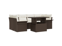 Conjunto 7 De Sofá De Jardim De Vidaxl Com Almofadas Marrom Rattan Sintético