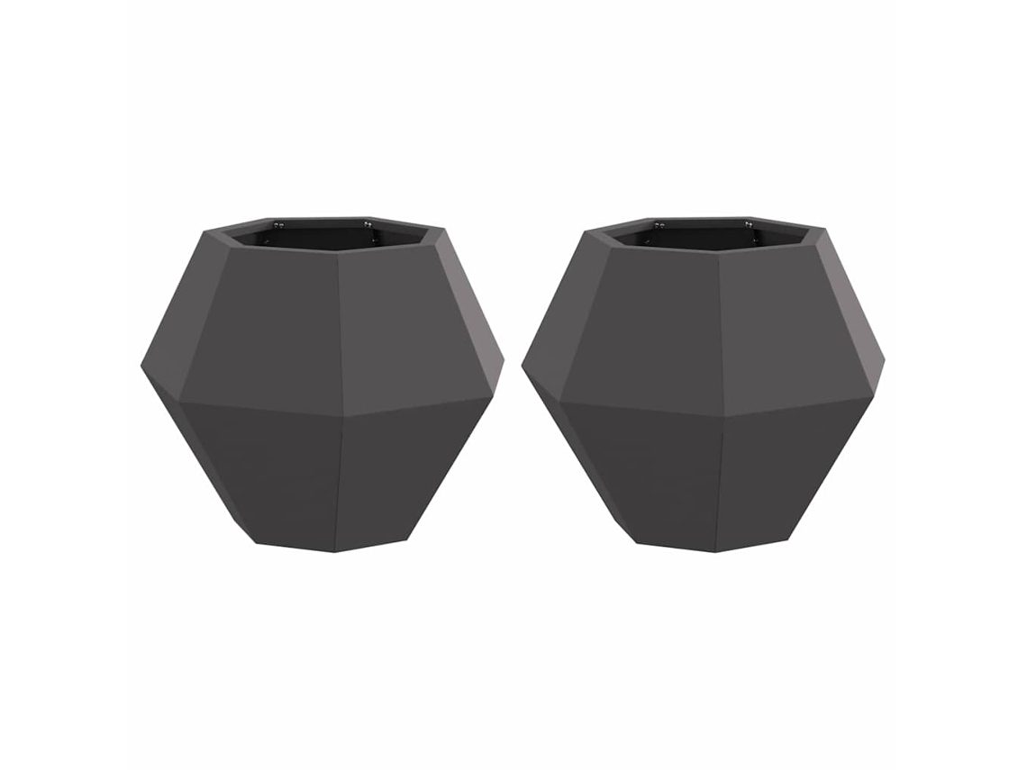 Conjunto 2 Vaso De Exterior Vidaxl Preto Aço (50 X 50 X 40 Cm)