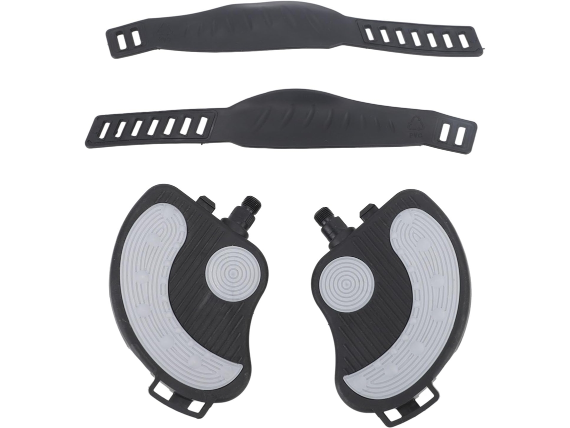 Pedais ergométricos para bicicleta com correias, presilhas ergonômicas.