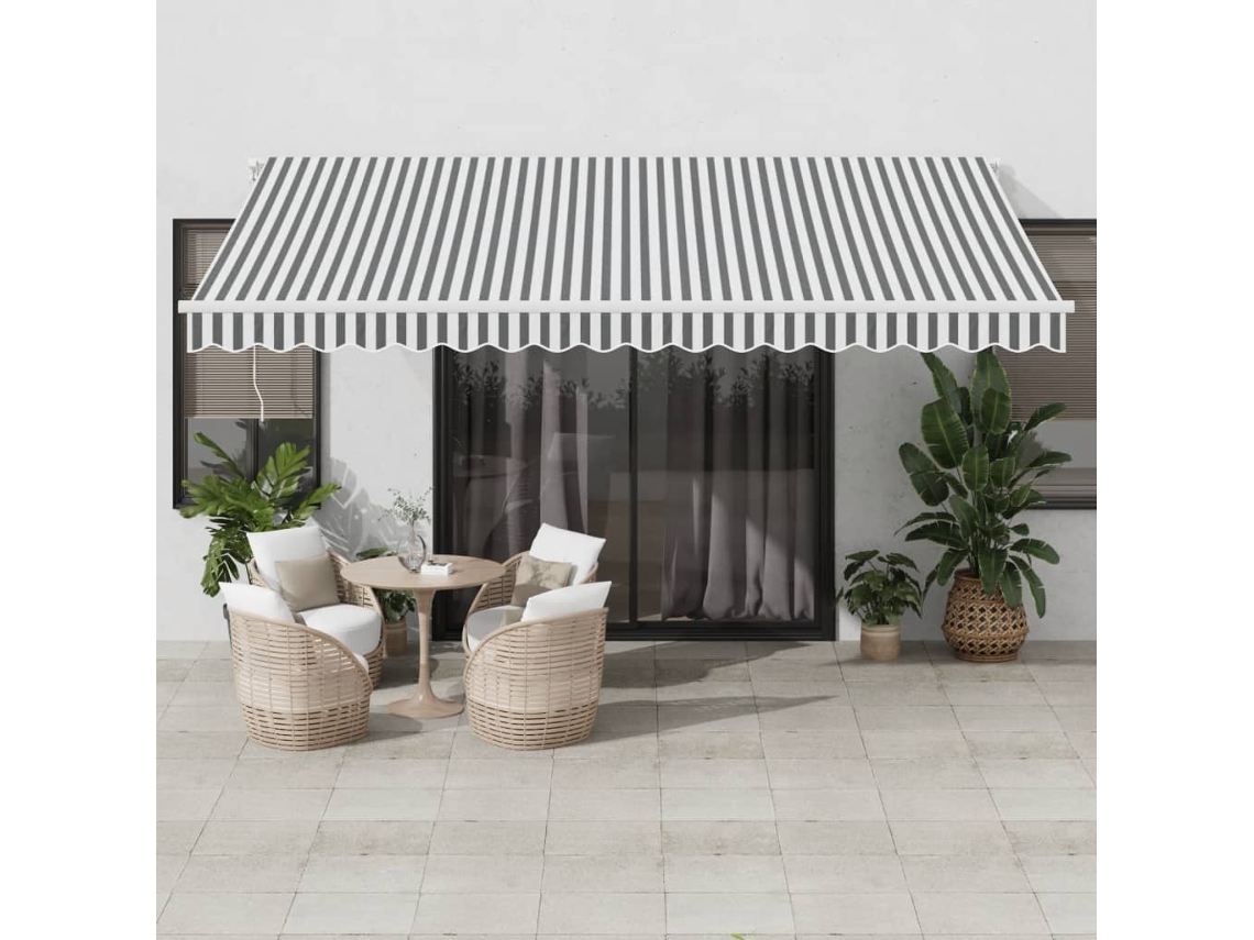 Vidaxl Toldo Retrátil Manual 450x350 Cm Antracite E Branco