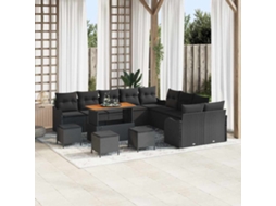 Vidaxl Conjunto De Sofá De Jardim 14 Unid. Preto Vime Pe
