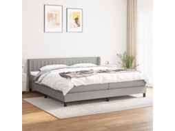 Vidaxl Cama Com Molas/colchão 200x200 Cm Tecido Cinza-claro