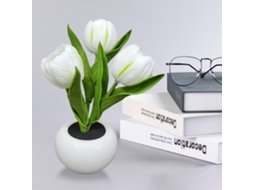Lâmpada de Tulipa LED 3 Cabeças Vaso Cerâmica Luz Decoração Mesa Quarto S/MARCA