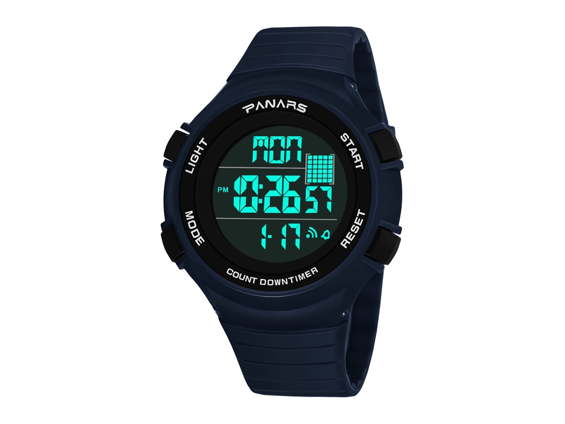 Reloj Deportivo Hombre Panars Luminoso Impermeable Doble Hora Calendario Azul