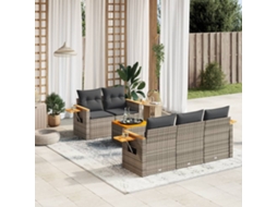 6 Pcs Conjunto Sofás De Jardim Com Almofadões Vime Cinza Dkd Home Decor