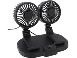 Ventilador De Circulação Ar Duplo Gonetre Para Carro, Alimentado Por Usb, Com Rotação De 360 Graus, Para Veículos Preto