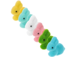 Conjunto 6 Coelhinhos Páscoa Coloridos Espuma Decorações Fofas Interno Jardim Celebrações Primavera Uso GOKOCO