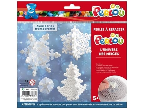 Kit de contas - PERLOU - O mundo da neve - 1.000 contas - Prato incluído - Flocos de neve