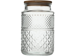 Pote Hermético, Em Vidro E Bambu E Madeira, 1800 Ml, Com Tampa, Para Organização Doméstica Na Cozinha E Bancada