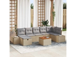 Vidaxl Conjunto De Sofá De Jardim 8 Unid. Bege Rattan Sintético
