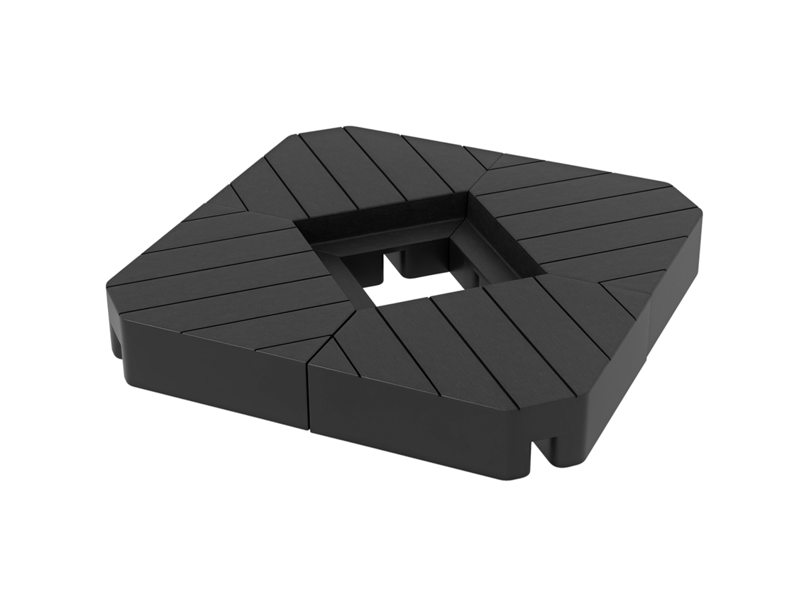Set 4 Mattonelle Base Per Ombrellone a Braccio, Riempibili, 80 Kg, Nero, ZENCORE SERVICES