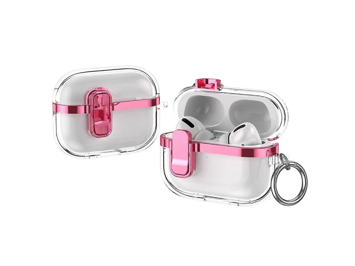 Estojo Transparente Galvanizado Para Fones De Ouvido Sem Fio Airpods Pro 2 Com Trava De Segurança.