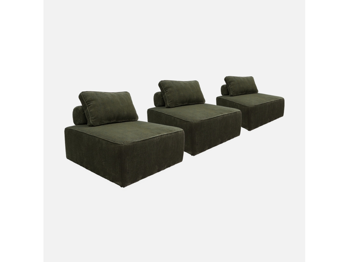 Sofá Modular Em Veludo Canelado, 3 Lugares