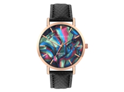 Relógio de Pulso Unissex Casual com Quartzo e Pulseira Pu Mostrador Redondo Preto