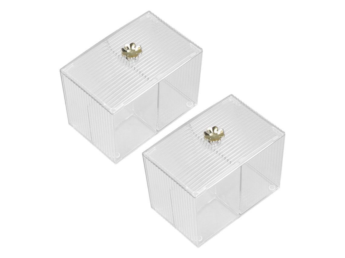 2pcs Suporte Para Cotonete De Algodão Transparente Durável Plástico Seguro Amplamente Utilizado Organizador De Bolas De Algodão Para Escritório Famíli