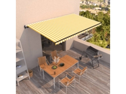 Vidaxl Toldo Retrátil Automático 500x350 Cm Amarelo E Branco