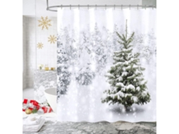 Conjunto De Cortina De Chuveiro Natalina, Ideal Para Decoração De Banheiro Com Tema De Inverno, Floresta E Neve, Com Árvore De Nat Aquaforge