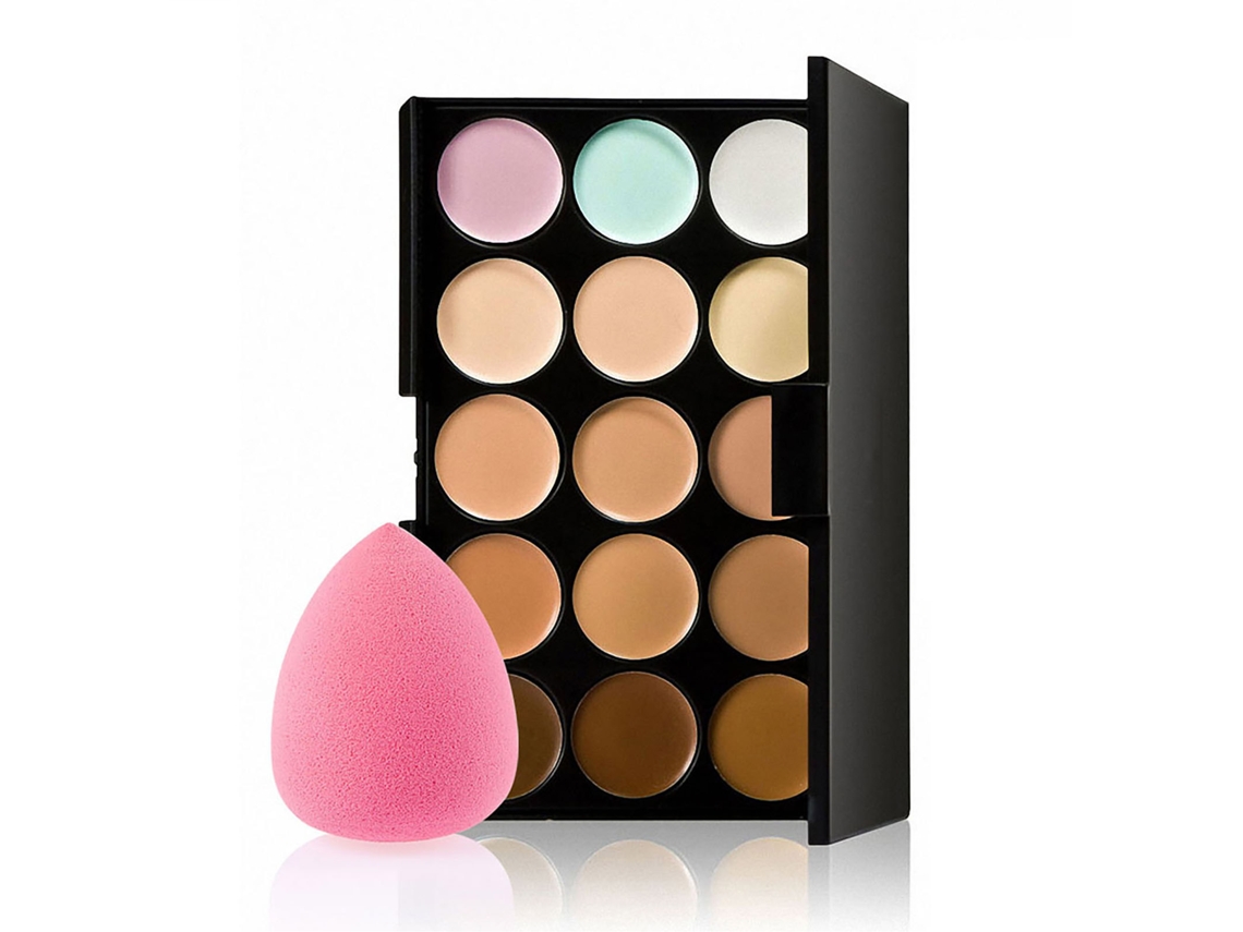 Paleta de Maquiagem Anself com 15 Cores, Pincel e Esponja Corretiva