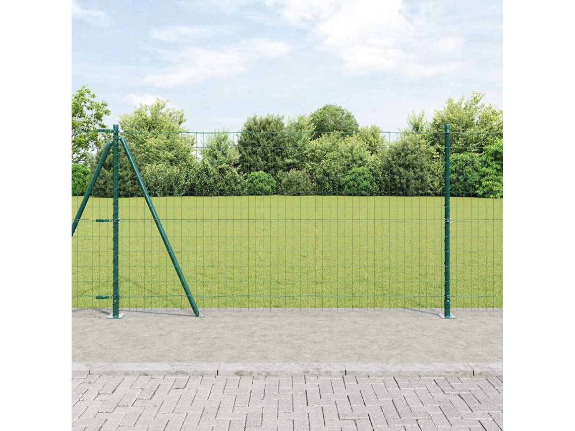 Vidaxl Cerca Europeia Com Base De Concreto 10 X 1,2 M Verde Malha