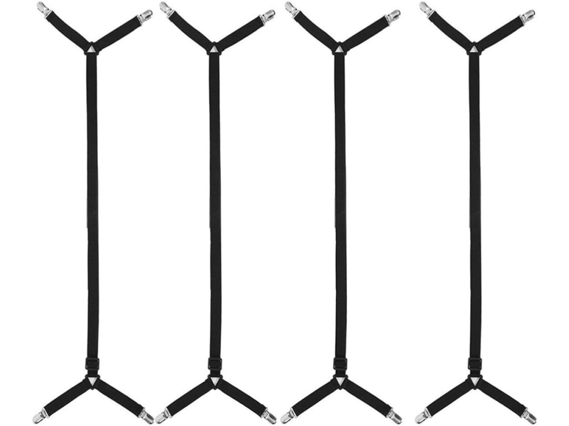Conjunto De 4 Prendedores Metal E Nylon Para Lençóis Capas Colchão, Resistentes E Que Não Danificam O Tecido, Ideais