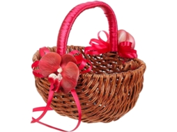 Cesto De Armazenamento Artesanal Em Rattan Com Miçangas E Fita, Ideal Para Casamentos.