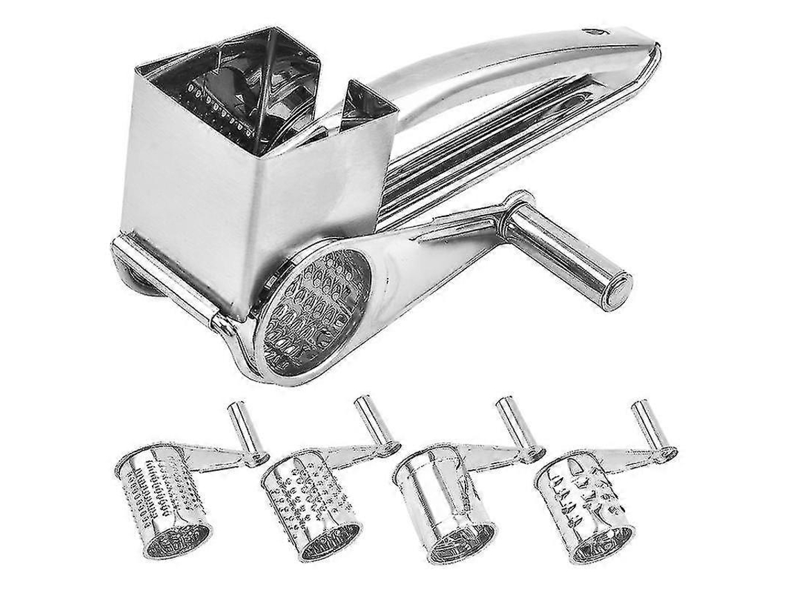 Rallador Manual de Queso de Acero Inoxidable Con 4 Cabezales Extraíbles para Verduras Y Alimentos Variados
