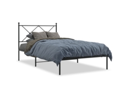 Estrutura de Cama com Cabeceira Metal Preto MAISON EXCLUSIVE 100x190 cm