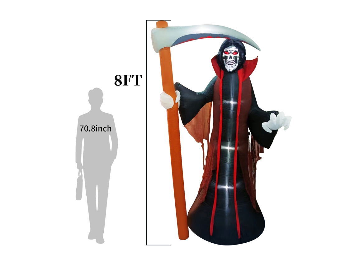 Inflável de Halloween Grim Reaper 8ft com Led Proteções e Estacas LAXISCREED